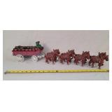 Cast Iron 8 Horse Hitch w/ Barrels & Puppy!