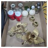 Brass Candle Holders, Salt & Pepper Shakers