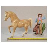 Breyer Horse (glued foot) & Porcelain Cowboy