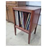 Record Cabinet End Table, w/ Records  16"W x 26"H
