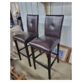 2- Leather Bar Chairs, 31" H at seat