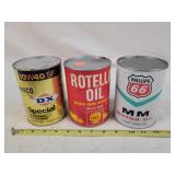 3- Composit Paper 1 Qt. Oil Cans, Full