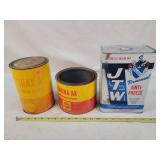 JTW Antifreeze 1 Gal. Tin & 2 Shell Grease Tins,