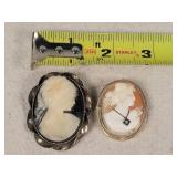 2- Vintage Cameo Brooch Pins