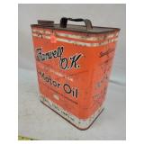 Farwell O.K. 2 Gallon Oil Tin, Empty