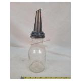 Vintage 1 Qt. Glass Fluid Jar w/ Oil Dispenser