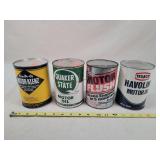 4- Sealed Tin 1 Quart Oil / Motor Flush Cans