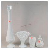 Fenton & Other Milk Glass Vases & Cruet