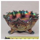 10" Northwood Grape & Cable carnival glass footed