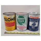 3- Sealed 1 Quart Oil Cans (2 tin 1 Composite)