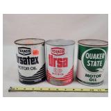 3- Sealed Tin 1 Quart Oil Cans