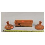 3 Pc Roseville Potter Candle & Vase Set