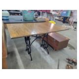 Table on Vintage Sewing Machine Base 48"W x 30"H