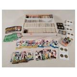 Football & Other Trading Card Box Lot with Coins