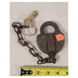 1929 Railroad Padlock With Brass Key 3"w