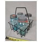 4- Quart Jars In Wire Basket