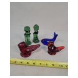 5-Vintage Colored Glass Paperweights