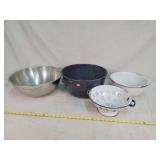 Enamelware Pieces And Stainless Steel Bowl