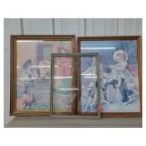 2- Vintage Girl Prints 17x21 & Other Frame