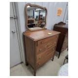 Vintage Wood Dresser With Mirror