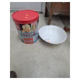 Coca-Cola Tin And Old Wash Bowl