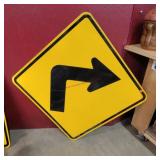 Yellow 30" Right Turn Traffic Sign