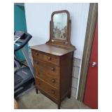 Antique Oak Chest Of Drawers With Mirror Ye