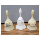 3 Hand Painted Fenton Bells