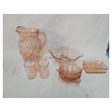 12 Pcs. Pink Depression Glassware