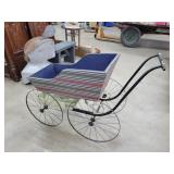 Vintage Baby Carriage With Steel Wheels.