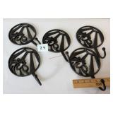 5 Cast Iron Coat Hooks