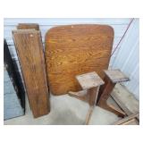 45" Antique Oak Dining Table Set With Many Leaves