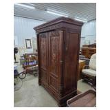 Antique Walnut Highly Carved Wardrobe