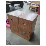 2- Wood Grain Tin File Cabinets
