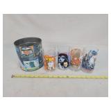 4 Starwars Glasses & Nasa Tin