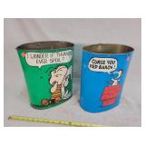1970s Cartoon Trash Cans, 13" H