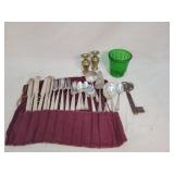 Old Silverplate Silverware Set, Green Depression