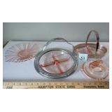 4 Pink Depression Glass Pieces