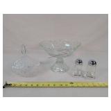 24% Lead Crystal Lidded Bowl & Salt & Pepper