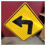 Yellow 30" Right Turn Traffic Sign