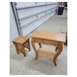 Oak Plant Stand & End Table