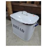 Vintage Enamel Bread Box W/lid 12" H