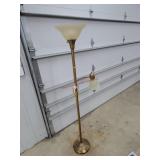 70" H Brass Floor Lamp, Broken Shade
