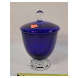 Cobalt Blue Glass Lidded Jar 9"H