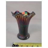 Iridescent Carnival Glass Vase 7" Tall