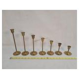 Set Of Seven Brass Candlesticks, 3" - 9" Tall