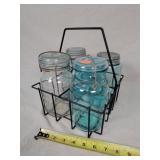 4- Quart Jars In Wire Basket