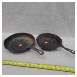 2- Cast Iron Skillets, 8" & 9", Made In USA