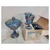 5- Iridescent Carnival Glass Pieces