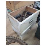 8 Sad Irons With Two Vintage Drawers